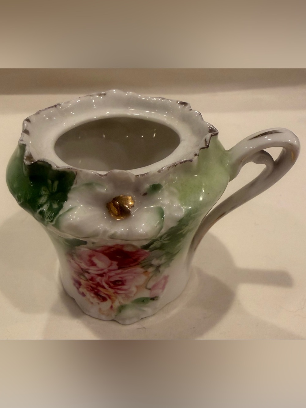 Vintage Sugar Bowl Condiment Dish with Rose Floral Motif